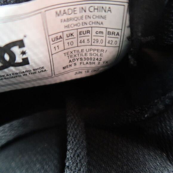 DC Shoes Mens 11 Sneaker Skate Casual Lifestyle Flash 2 Tx Low Top Lace up Black - Picture 13 of 14